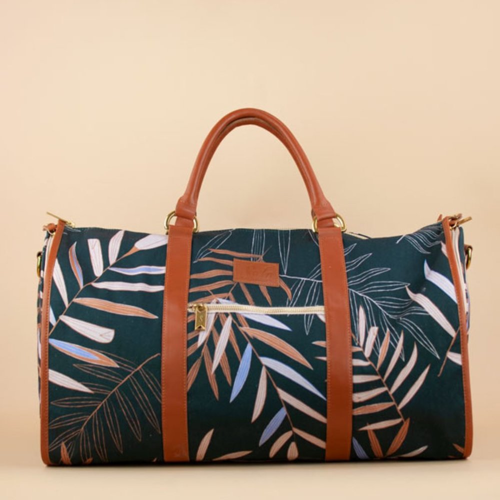 Sseko Garment Bag - Duffel in Bwindi Canvas & Caramel Leather